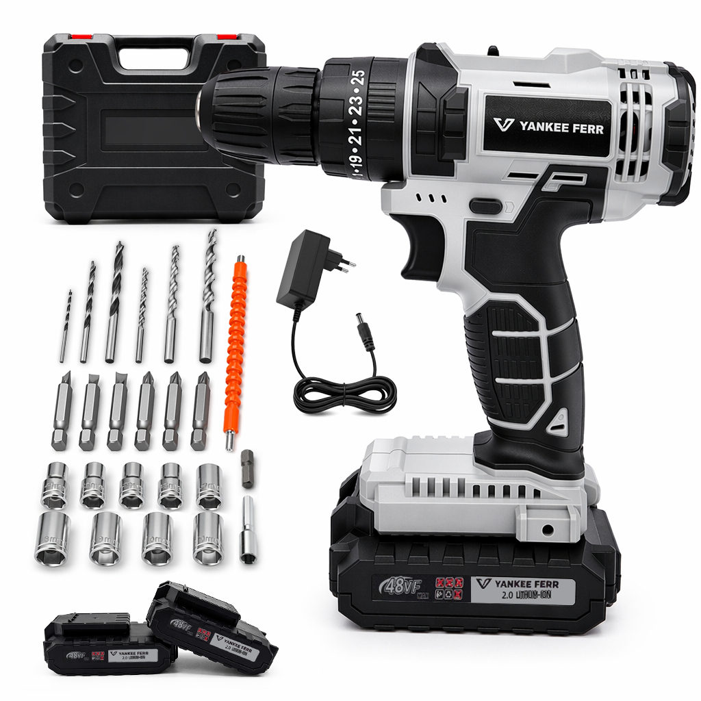 Kit 2 em 1 Parafusadeira Furadeira Sem Fio Impacto 48V 85 N.M Profissional Elétrica Brushless