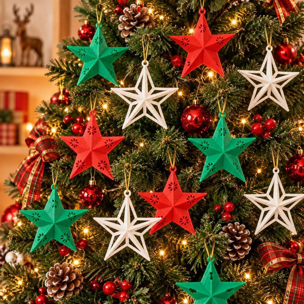 Kit 9 Estrelas Enfeite para Árvore de Natal - Decoração e Enfeite Natalino