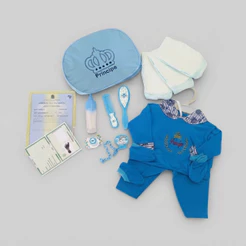 Kit Roupa Boneca Bebê Reborn Menino Bolsa Roupa Azul 15 Acessórios - Veste de 45 a 50cm!