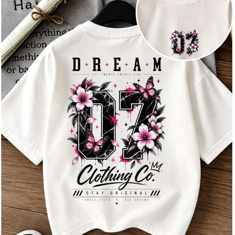 Camiseta Oversized  07 Dream Estilosa Confortável Caimento no Ombro Camisa Streetwear 100% Algodão