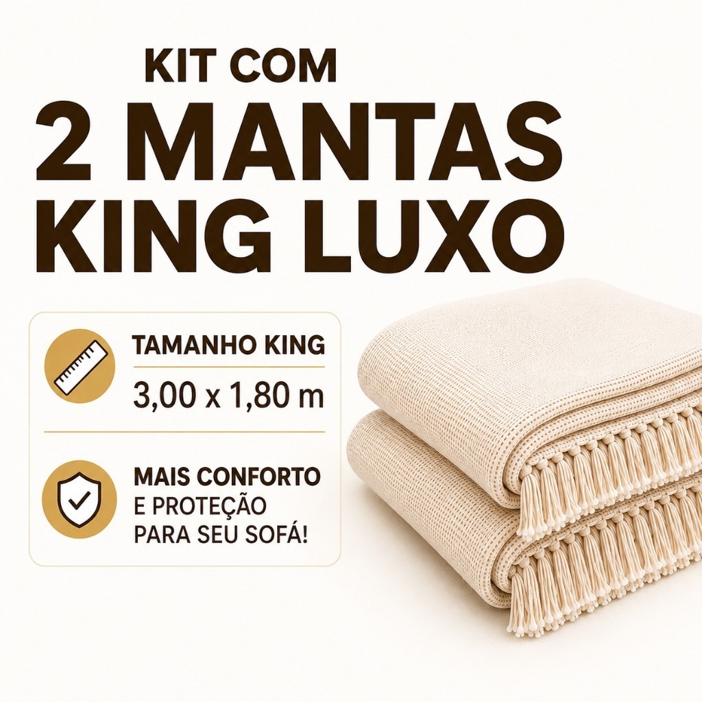 Manta Para Sofá Kit 2 Mantas Gigante Premium 3,00 x 1,80 M Protetora Decorativa De Luxo Envio Imediato