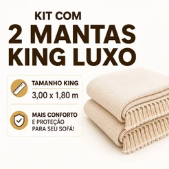 Manta Para Sofá Kit 2 Mantas Gigante Premium 3,00 x 1,80 M Protetora Decorativa De Luxo Envio Imediato