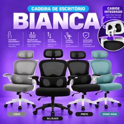 Cadeira De Escritório Executiva Reclinável Ergonômica com apoio de Lombar Malha até 150Kg