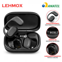 Fone Bluetooth Esportivo TWS Com Gancho Microfone Case Tipo C Sem Fio