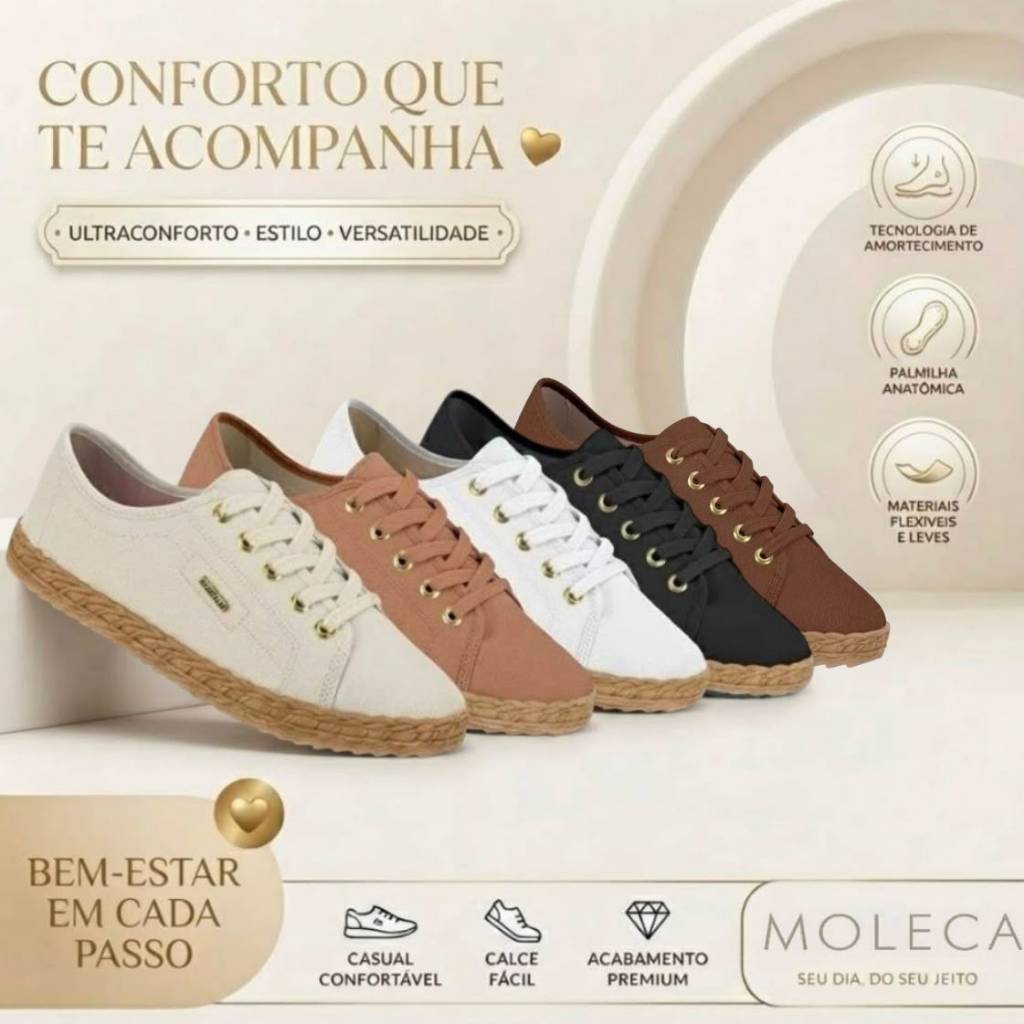 Tênis Casual Feminino Moleca Básico Conforto Original 5696.