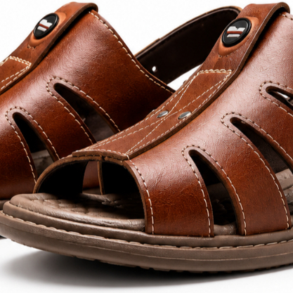 Sandália Masculina Franciscana em Couro Legítimo Confortável Sola Borracha Antiderrapante Macia Casual