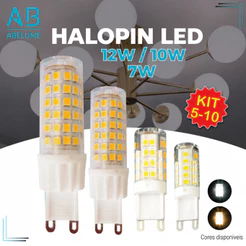 Kit 5/10 Lâmpada Led 12W 10W 7W G9 Halopin | Luz Quente 2200K | Luz Fria 7000K Bipino | Arandelas e Decoração Bivolt