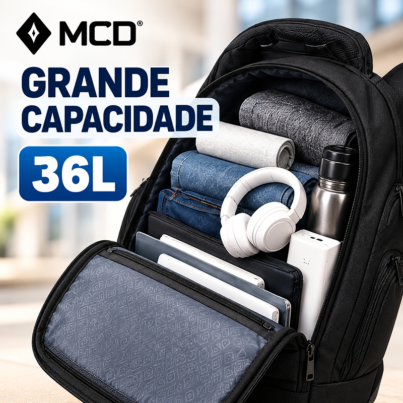 Mochila MCD com Rodinhas Carrinho 36L para Notebook 15 Viagem Executiva Reforçada — imagem 2 de 2