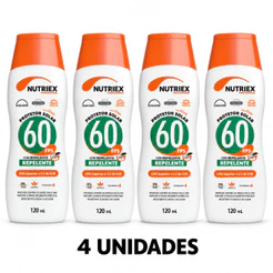 Protetor Solar FPS60 Nutriex Com Repelente Kit 4 Unidades 120ml Uso Diário