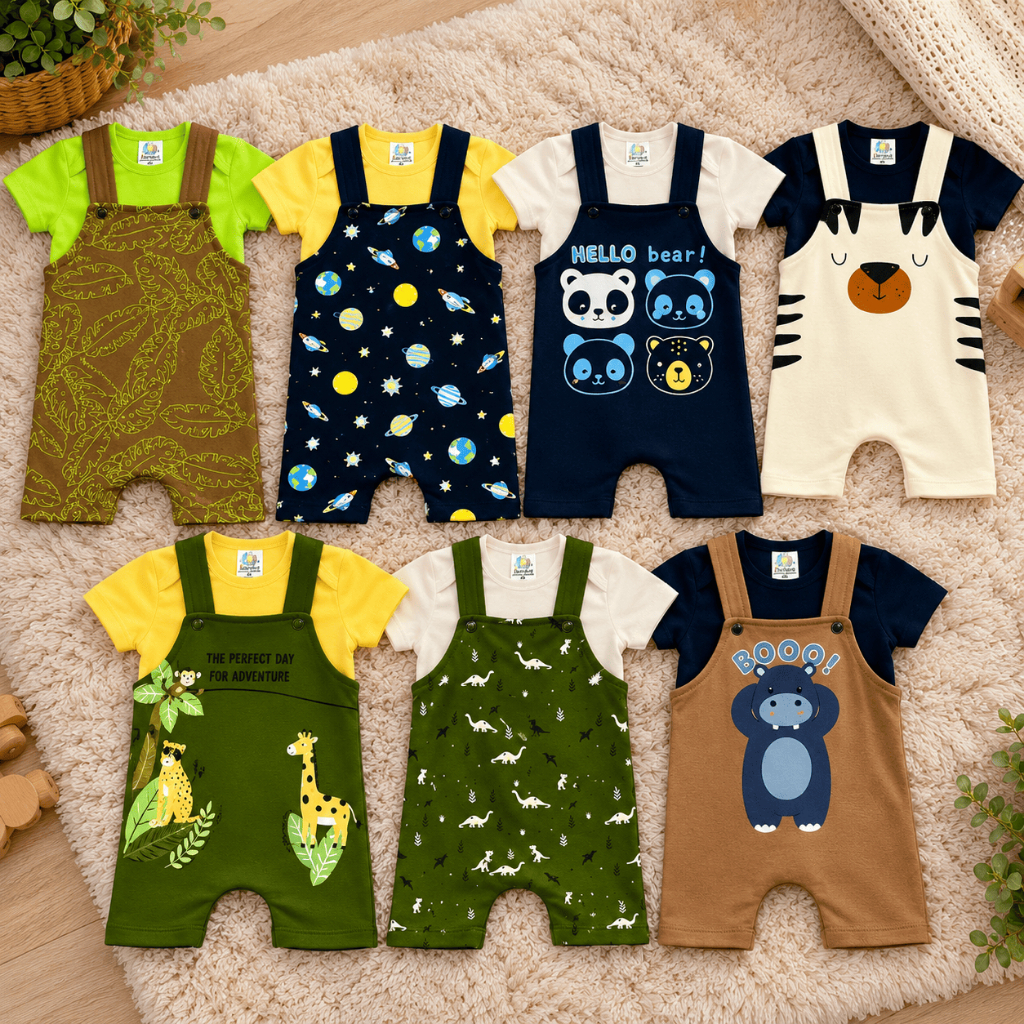 Kit De 14 Peças Sortidas Roupa Bebê Menino Body E Jardineira Algodão Masculino Verão Infantil Confortável Dia Dia