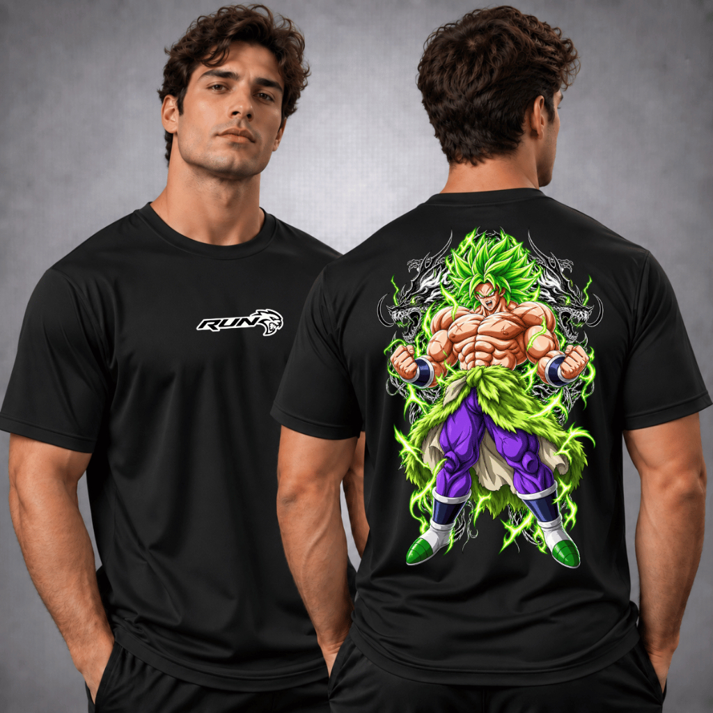 Camiseta Dragon Ball Super Goku e Broly Masculina Dry Fit Estampada Anime Academia Musculação Treino Super Saiyajin