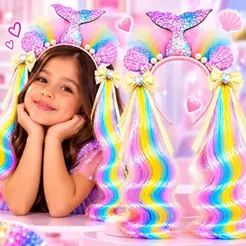 Kit Cabelo Maluco Infantil Tiara Acessório Divertido Para Festa Fantasia Aniversário Presente Menina Peruca Colorida