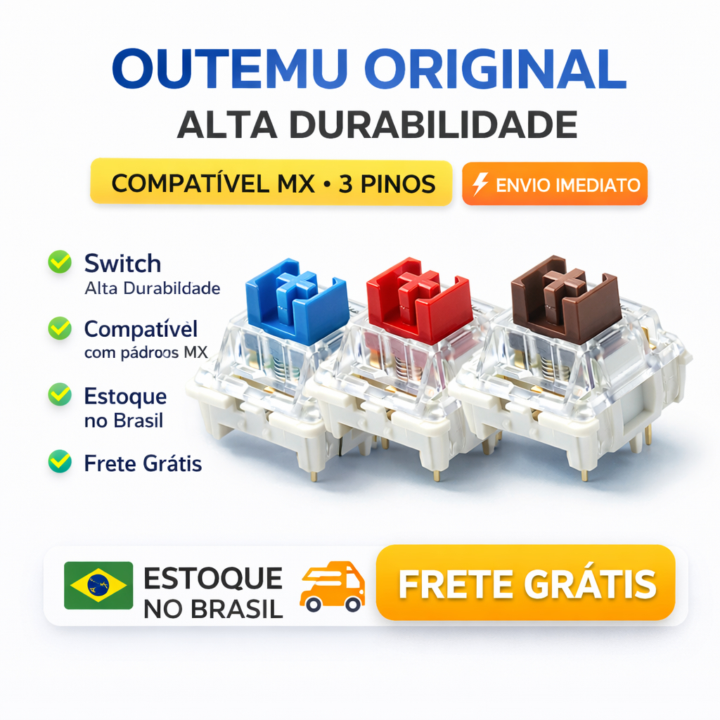 Switch Outemu Para Teclado Mecânico 3 Pinos - Azul - Marrom - Vermelho - Linear - Tátil - Hot Swap Anti-Poeira