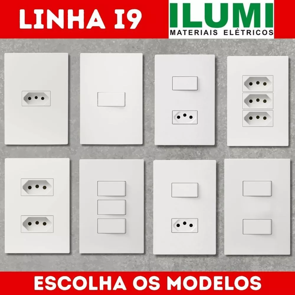 Tomadas e Interruptores Placas e Módulos Ilumi Linha i9 Design Moderno Escolha seus Modelos