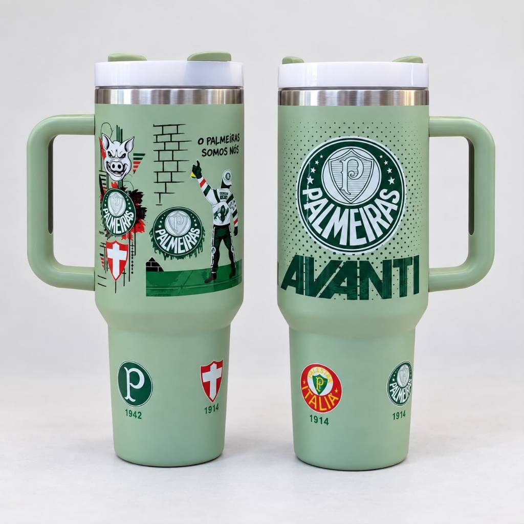 Copo Térmico Garrafa 1200ml com Tampa e Alça Modelo Esportivo Times Torcedor Colecionador
