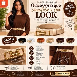 Cinto Feminino Fino Combina Com Todas as Peças Da Moda Fashion Blogueira Charmosa - Helena
