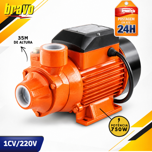 Bomba D'água Periférica 1CV Baixo Ruído Bravo 220v