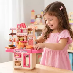 Cozinha Infantil De Brinquedo Mini Chef Com Luz Sai Água De verdade Fogão 33 Acessórios