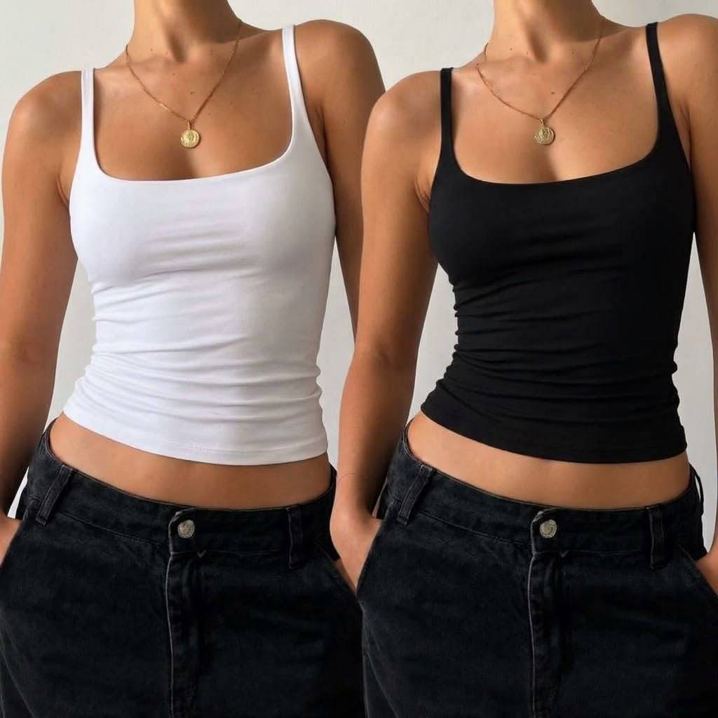 Kit 2 Regata Alcinha Suplex Feminina Blusa Básica Casual Verão Blogueira Tendência Toque Macio Gringa Slim Dia a Dia