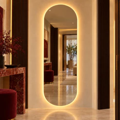 Espelho Solis Oval 150x40 Oval com 3 Tons de LED Botão Touch IP44 Bivolt para Recepção Hall Banheiro Closet Quarto