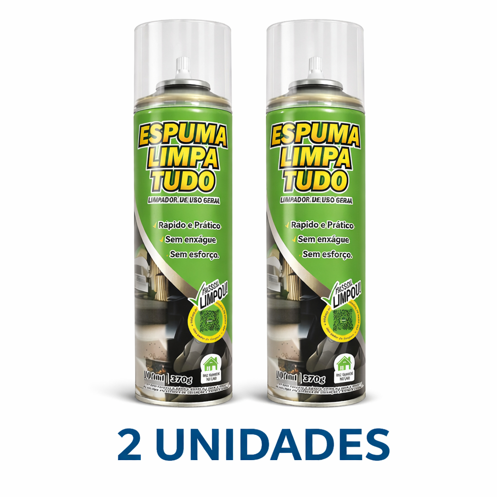 Espuma Magica Limpa Tudo Multiuso 370g 2 UNIDADES Limpeza Seco Remove Manchas Estofados Banco Tênis