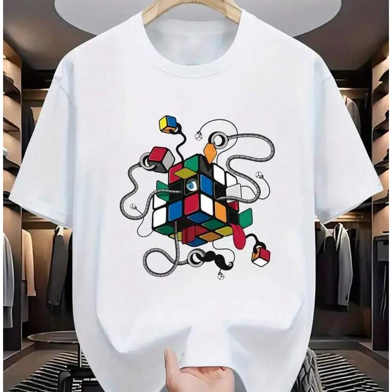 Camiseta Infantil Juvenil Estampa Cubo Magico Robô Algodão Premium