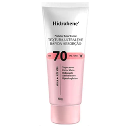 Protetor Solar Facial Hidrabene FPS 70 Ultraleve Argila Aloe Vera Toque Seco Efeito Matte 50g