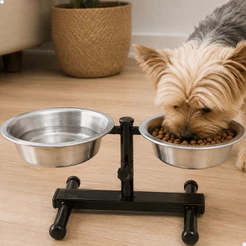 Comedouro Duplo Elevado Pote Vasilha Ração e Água Ajustável Cachorro Pequeno 300ML