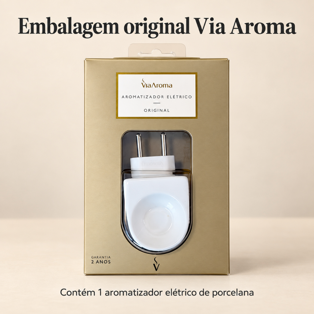 Aromatizador Elétrico Porcelana Branco Via Aroma Original Difusor de Essências Bivolt 5W