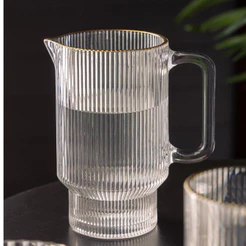 Jarra Lines 900ml Cristal Ecológico com Fio de Ouro Wolff para Água Sucos Bebidas Mesa Posta Servir Elegante Sofisticada