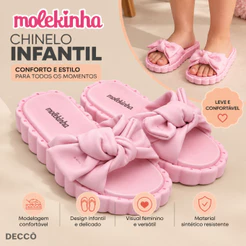 Sandália Infantil Molekinha Menina Com Laço Delicada Confortável Design Moderno