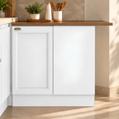 Balcão de Cozinha Unna Canto Reto 1 Porta Moldurada Com Tampo 27 mm e Prateleira 95cm Poliman Móveis