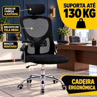 Cadeira executiva ergonômica Eagle Force  para reuniões com base giratória e conforto premium