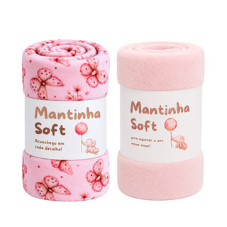 Kit 2 Mantas Bebê Cobertor Macia Quentinha Enxoval Maternidade Menor Preço
