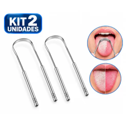 Kit 2/5/10 Limpadores de Lingua Removedor Aço Inox mal hálito