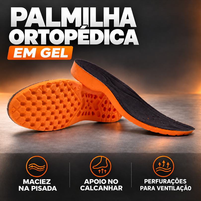 Palmilha Ortopédica PU Gel Anatomica Confortável Macia Anti-Impacto para Dores nos Pés