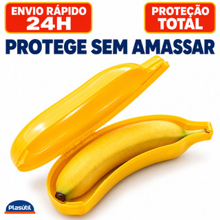 Porta Banana Plasútil Pote Protetor de Fruta BPA Free para Lancheira Escolar Bolsa Mochil…