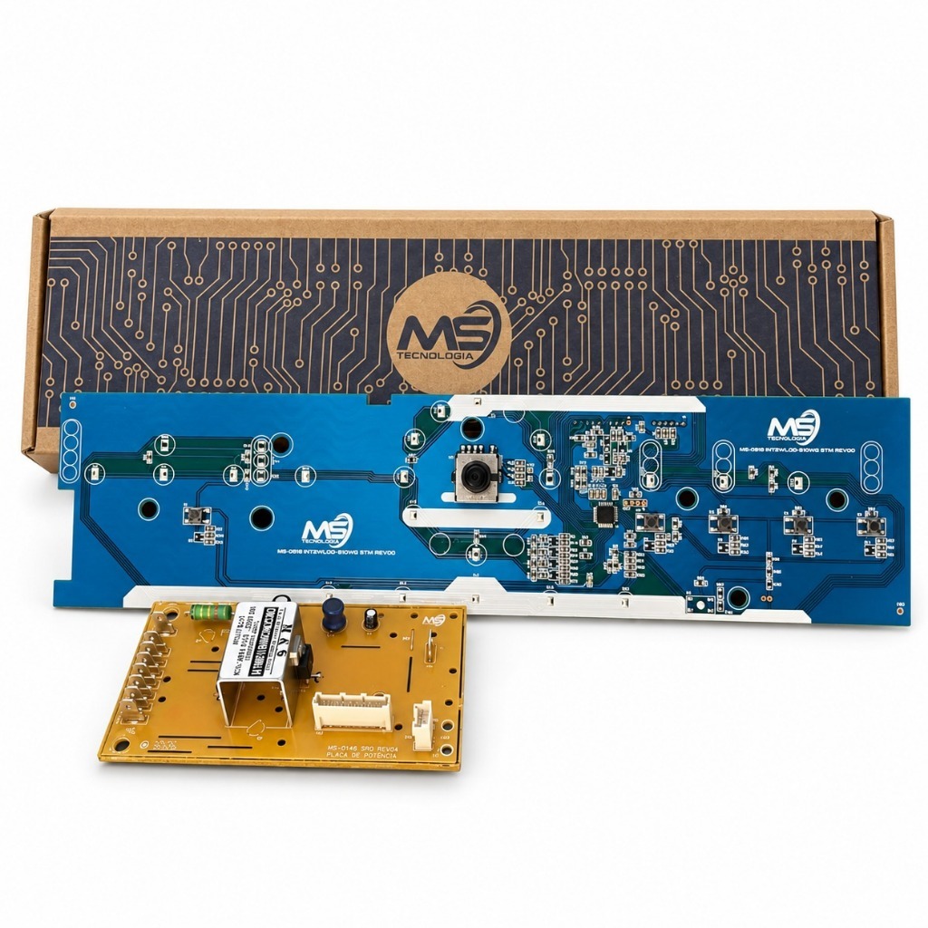 Kit Placa Interface Potência Adesivo Compatível Lavadora Brastemp Ative 11kg BWL11 Bivolt