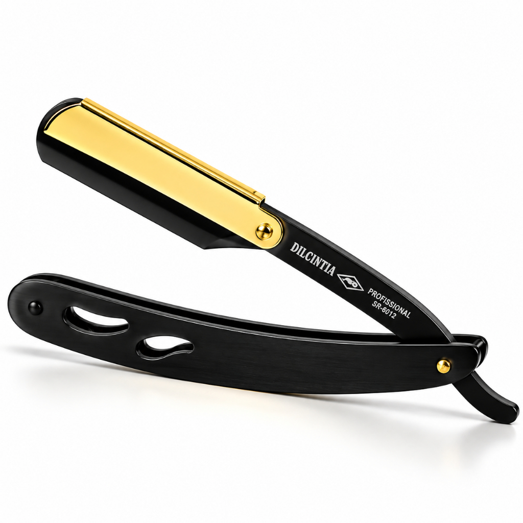 Navalhete Profissional DILCINTIA Preto e Dourado Barbearia