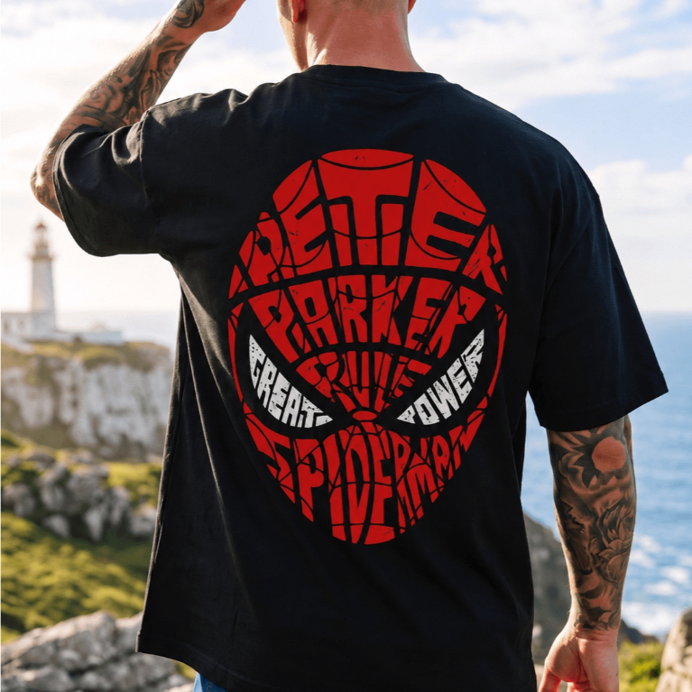 Camiseta Máscara Aranha Herói Filme 100% Algodão Penteado Estampa Grande Profissional Streetwear Unissex Oversize