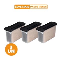 Kit 3 Caixas Organizadoras Arquivo Estreita Empilhável Cristal Ordene
