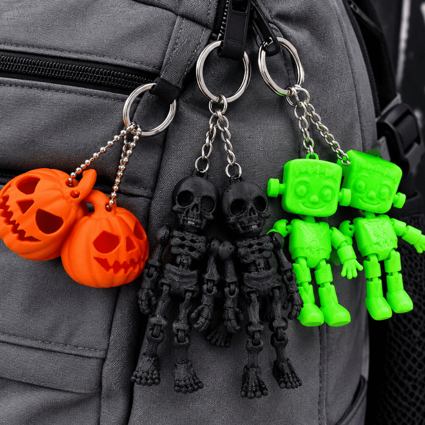 Chaveiro Halloween Esqueleto, Abóbora ou Frankenstein Halloween 3D Articulado Caveira Abóbora Frankenstein Terror bruxas