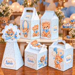 Kit Caixinhas Chá de Bebê Azul Lembrancinhas Mesversário