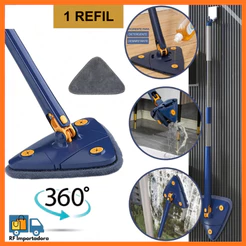 Esfregão Triangular De Limpeza Ajustável Giratório 360º Mop