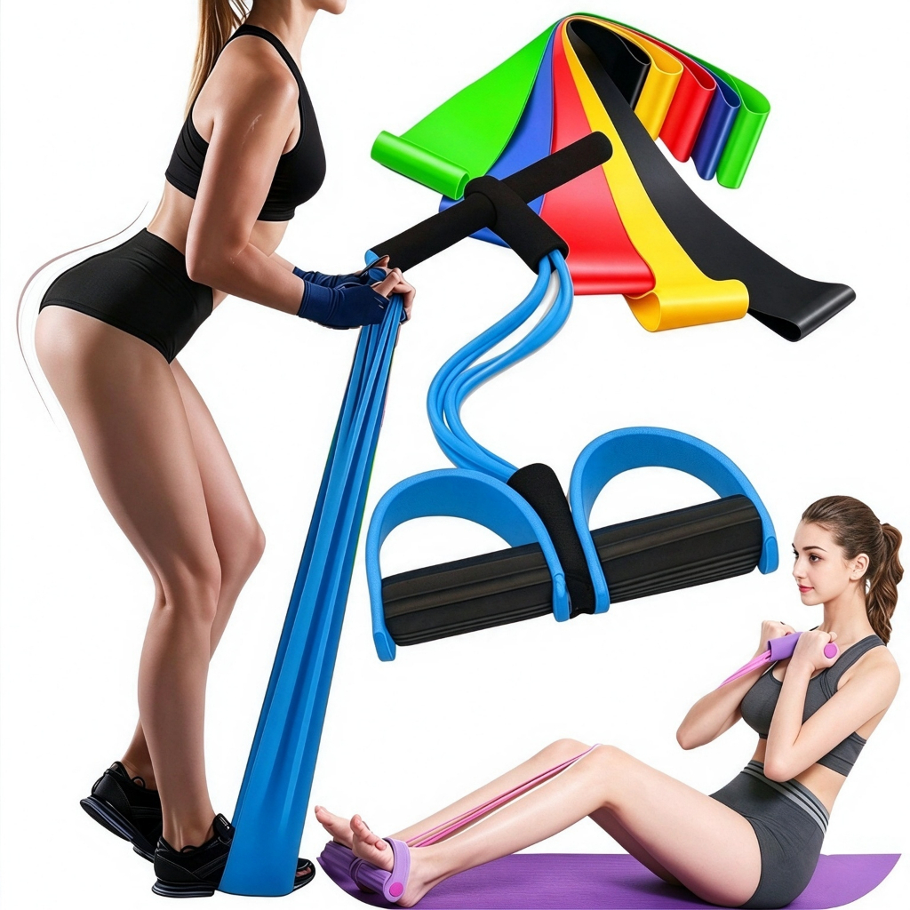 Acessórios de Treino Funcional em Casa: Elástico Extensor e Faixas Elásticas Resistentes para Ginástica