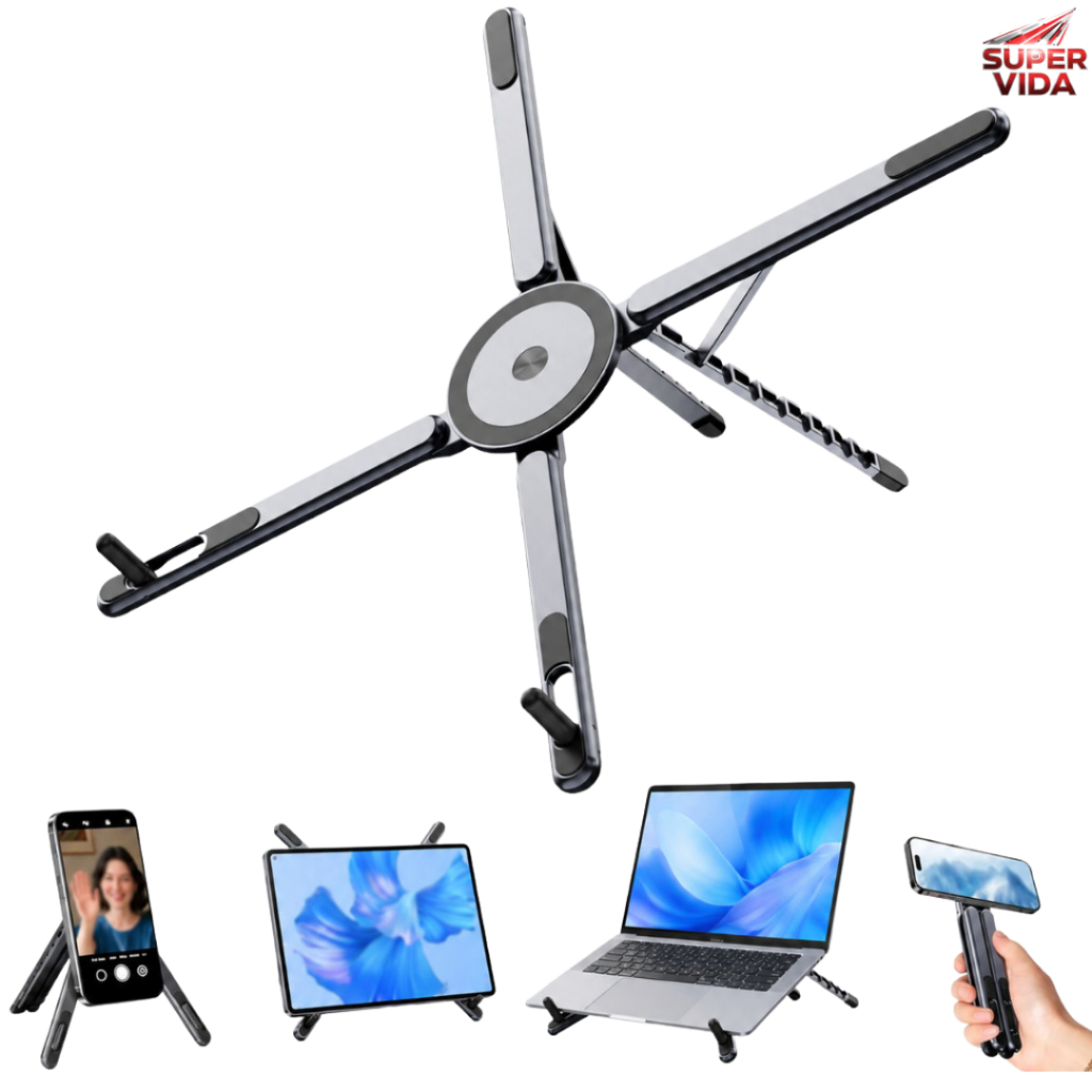 Suporte Magnético Multifuncional para Celular Tablet e Notebook Dobrável Rotação 180°-Oberon