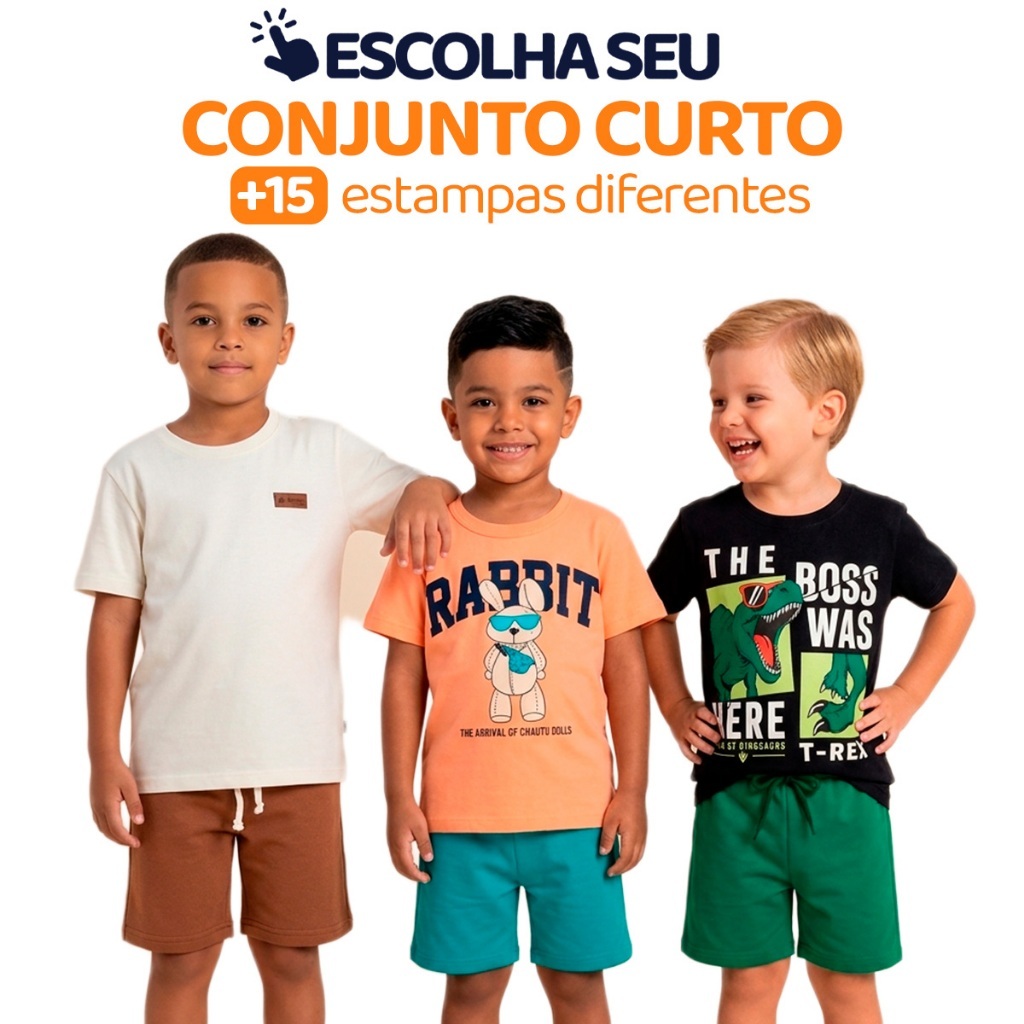 Conjunto Infantil Masculino Menino Verão Manga Curta Roupa Infantil Masculina Qualidade Premium Tamanho 2 ao 10 L03