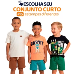 Conjunto Infantil Masculino Menino Verão Manga Curta Roupa Infantil Masculina Qualidade Premium Tamanho 2 ao 10 L03