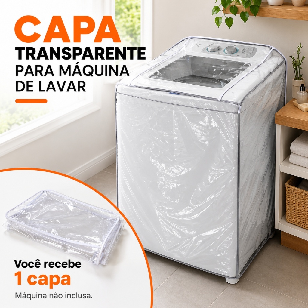 Capa Máquina Lavar Transparente Diversos Tamanhos P M G Electrolux Consul Brastemp 8kg a 16kg