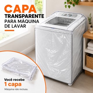 Capa Máquina Lavar Transparente Diversos Tamanhos P M G Electrolux Consul Brastemp 8kg a 16kg
